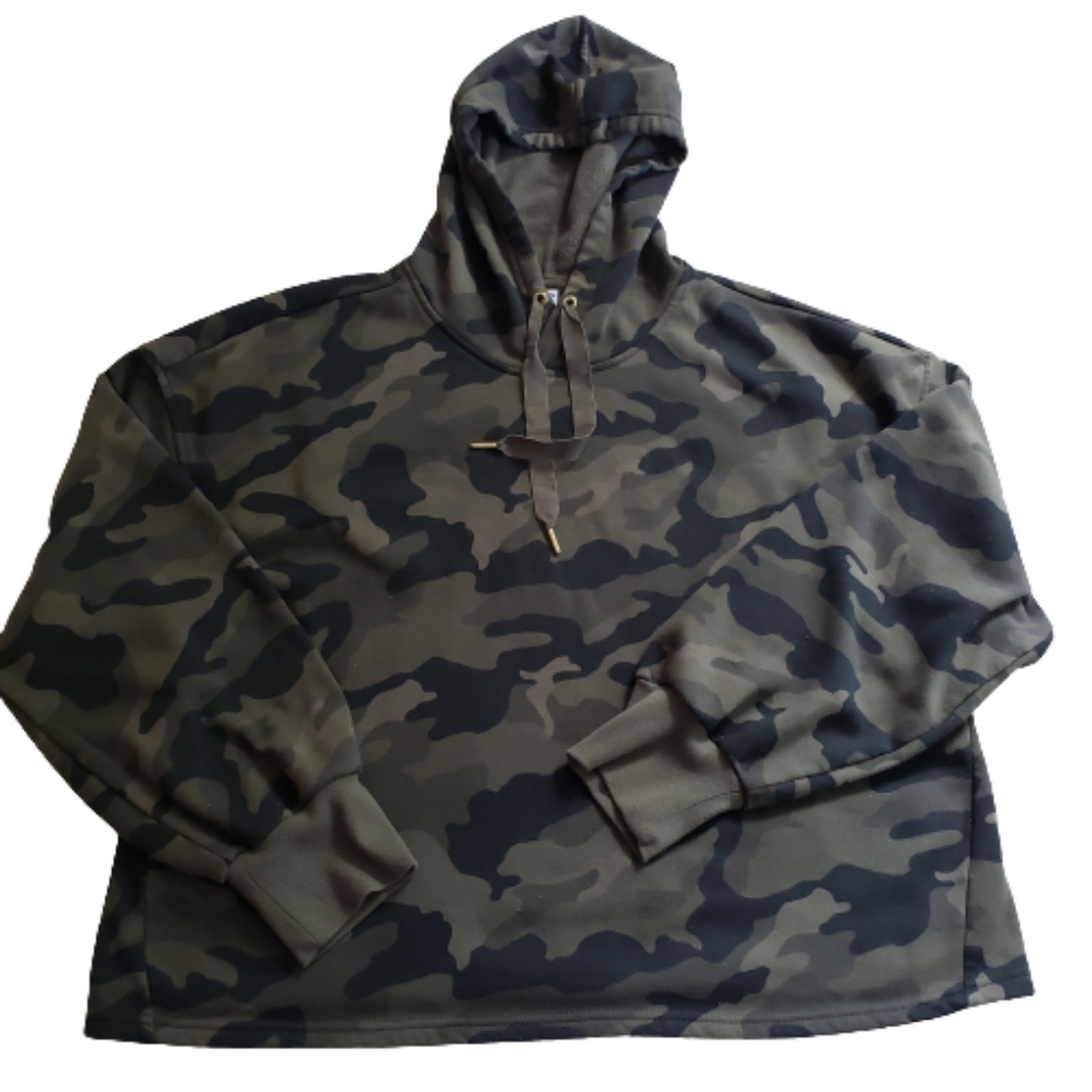 Old Navy Camo Hooded Sweatshirt Green & Black Size XL Tall